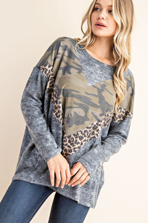 Grey Camo Multi Tunic Top