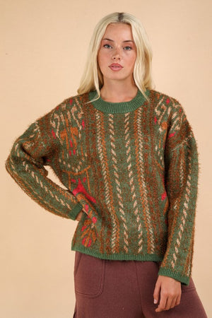 Green Oversize Knit Sweater