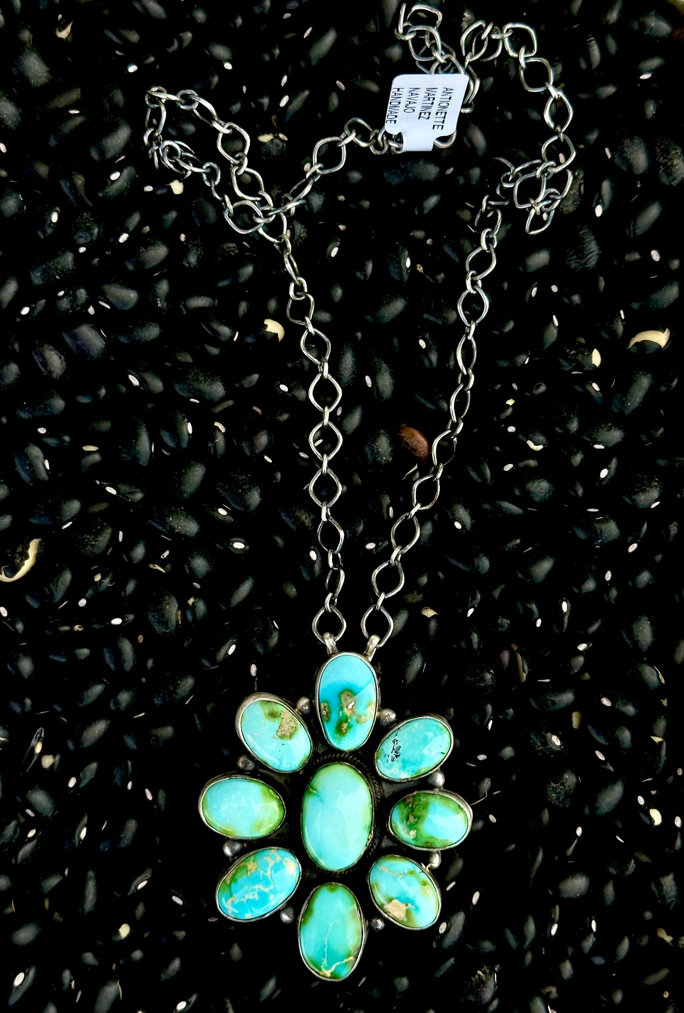 Sonoran Gold Turquoise & Sterling Silver Cluster Necklace