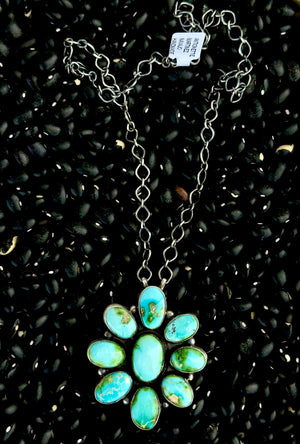 Sonoran Gold Turquoise & Sterling Silver Cluster Necklace