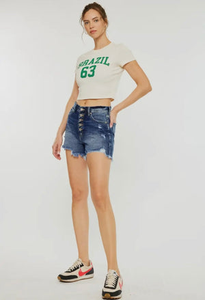 KanCan High Waisted Mom Fit Denim Shorts