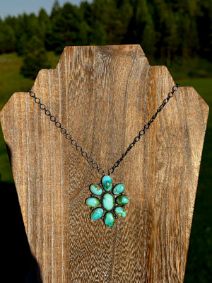 Sonoran Gold Turquoise & Sterling Silver Cluster Necklace