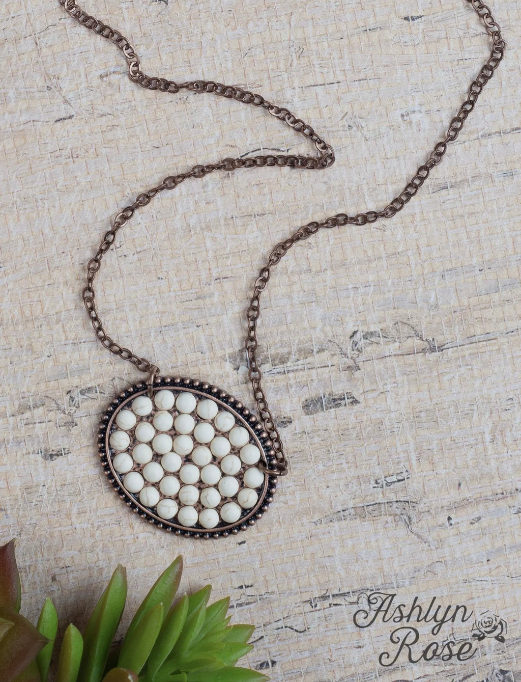 Bronze Necklace with Cream Pendant