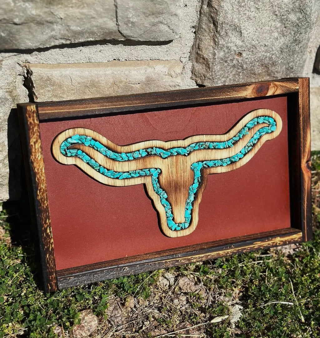 Longhorn Turquoise River Sign-Rust