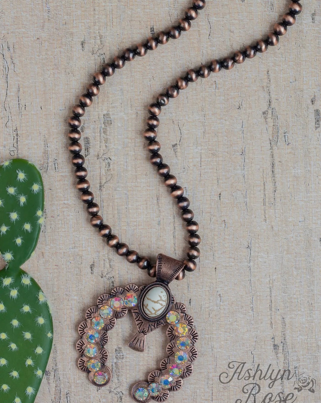 Copper Squash Blossom Beaded Necklace