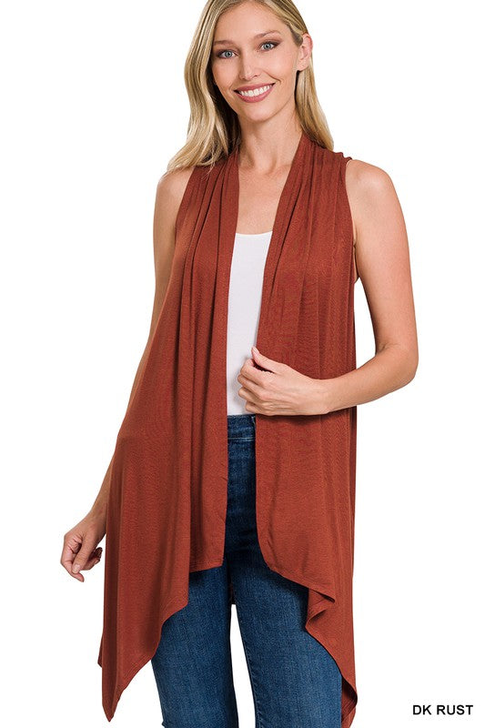 Rust Sleeveless Cardigan