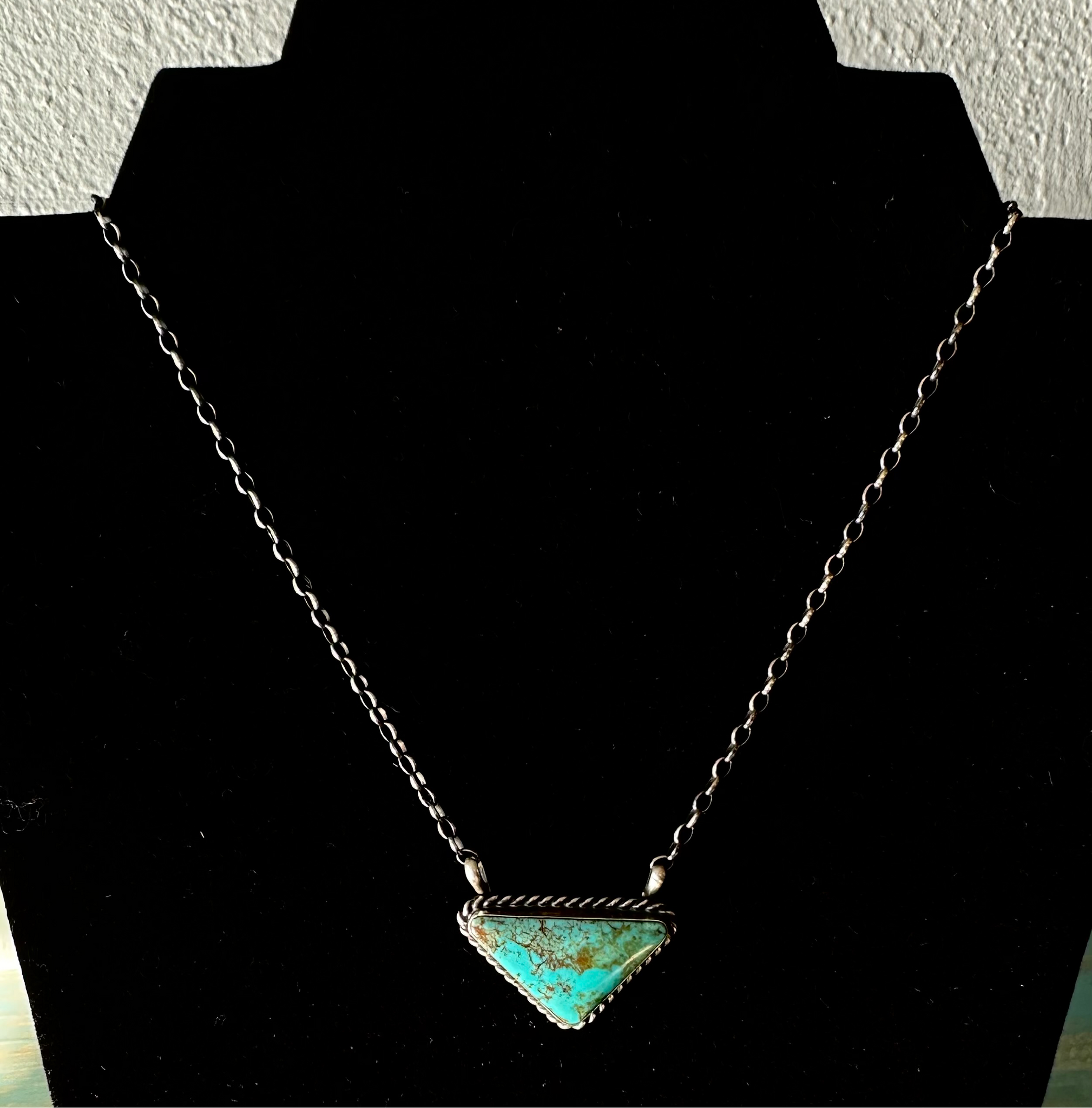 Sterling Silver & Turquoise Triangle Necklace