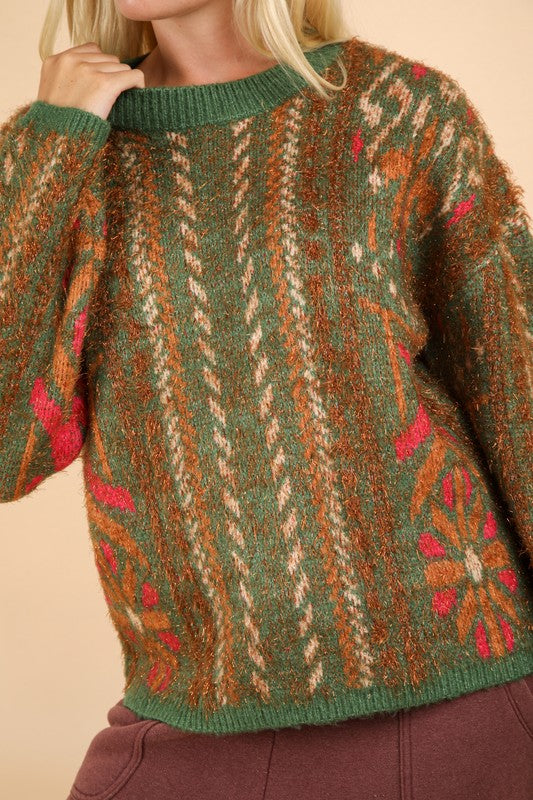 Green Oversize Knit Sweater