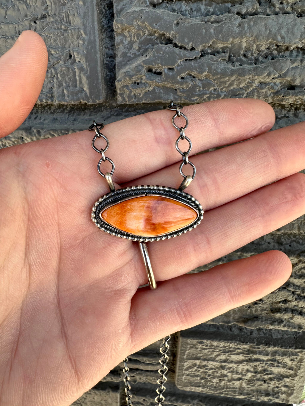 Sterling Silver & Spiny Oyster Necklace