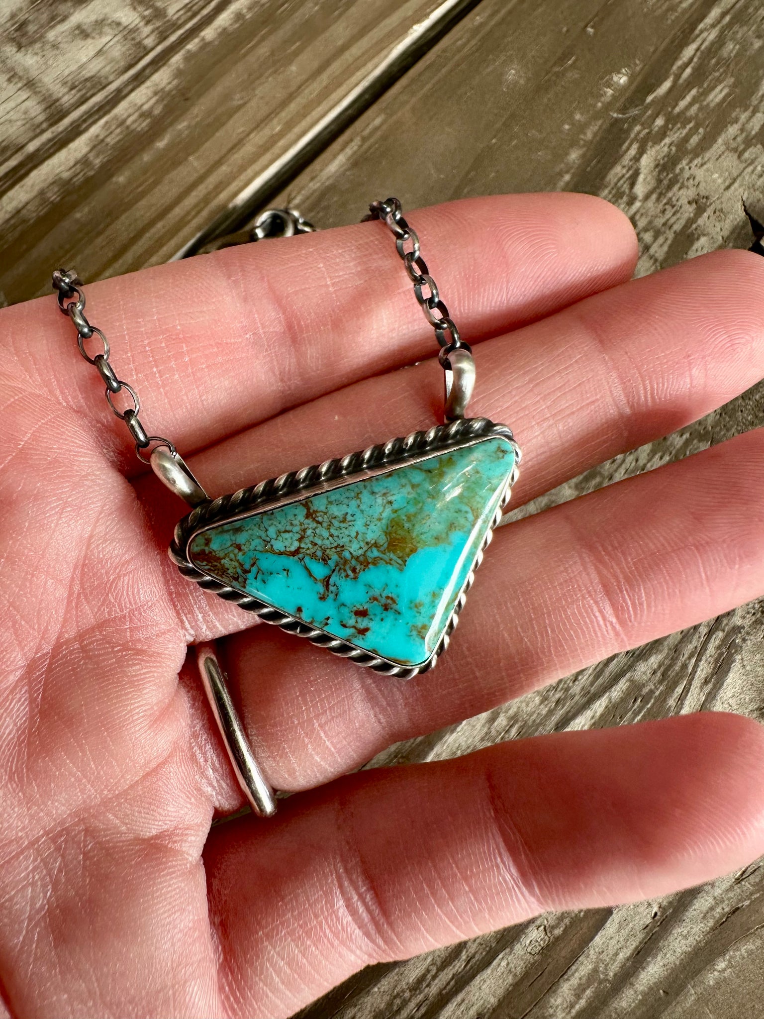 Sterling Silver & Turquoise Triangle Necklace