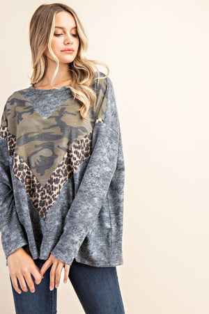 Grey Camo Multi Tunic Top