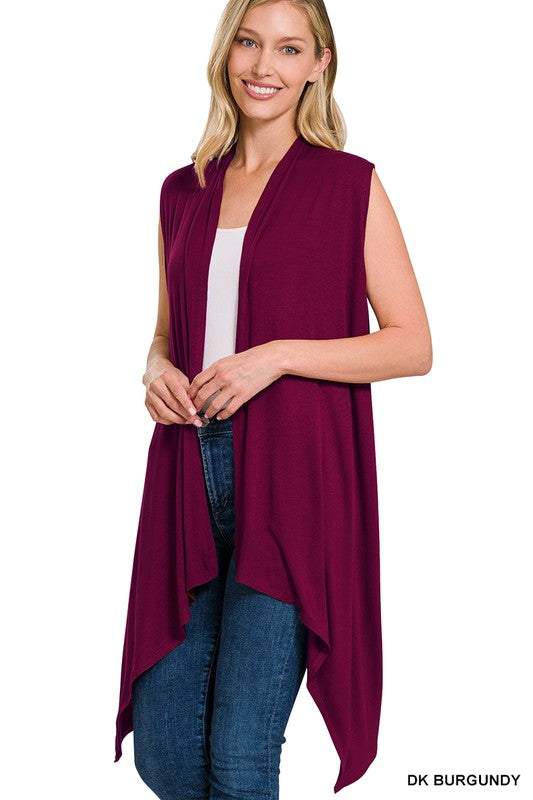 Burgundy Sleeveless Cardigan