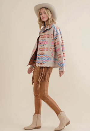 Emmie Multi Aztec Button Up Jacket