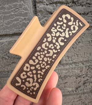 Cheetah Engraved Leatherette Hair Claw