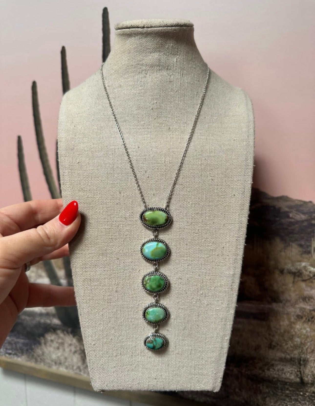 Sonoran Mountain Turquoise and Sterling Silver Drop Necklace