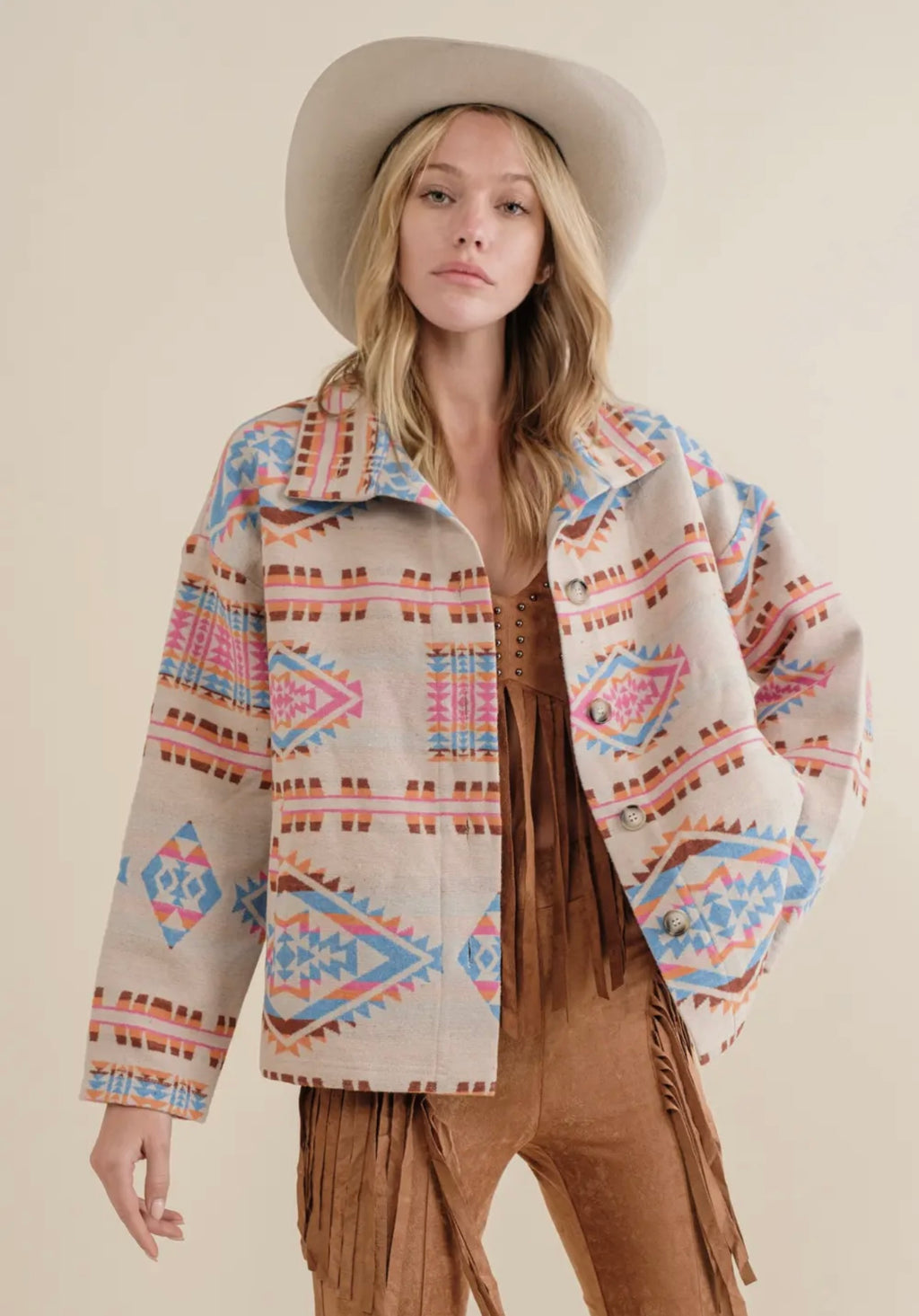 Emmie Multi Aztec Button Up Jacket