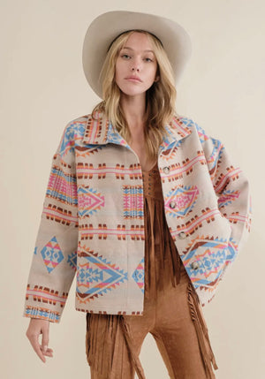 Emmie Multi Aztec Button Up Jacket