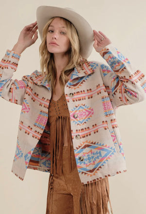 Emmie Multi Aztec Button Up Jacket