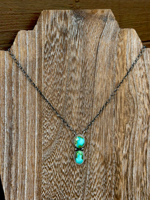 2 Stone Turquoise & Sterling Silver Necklace