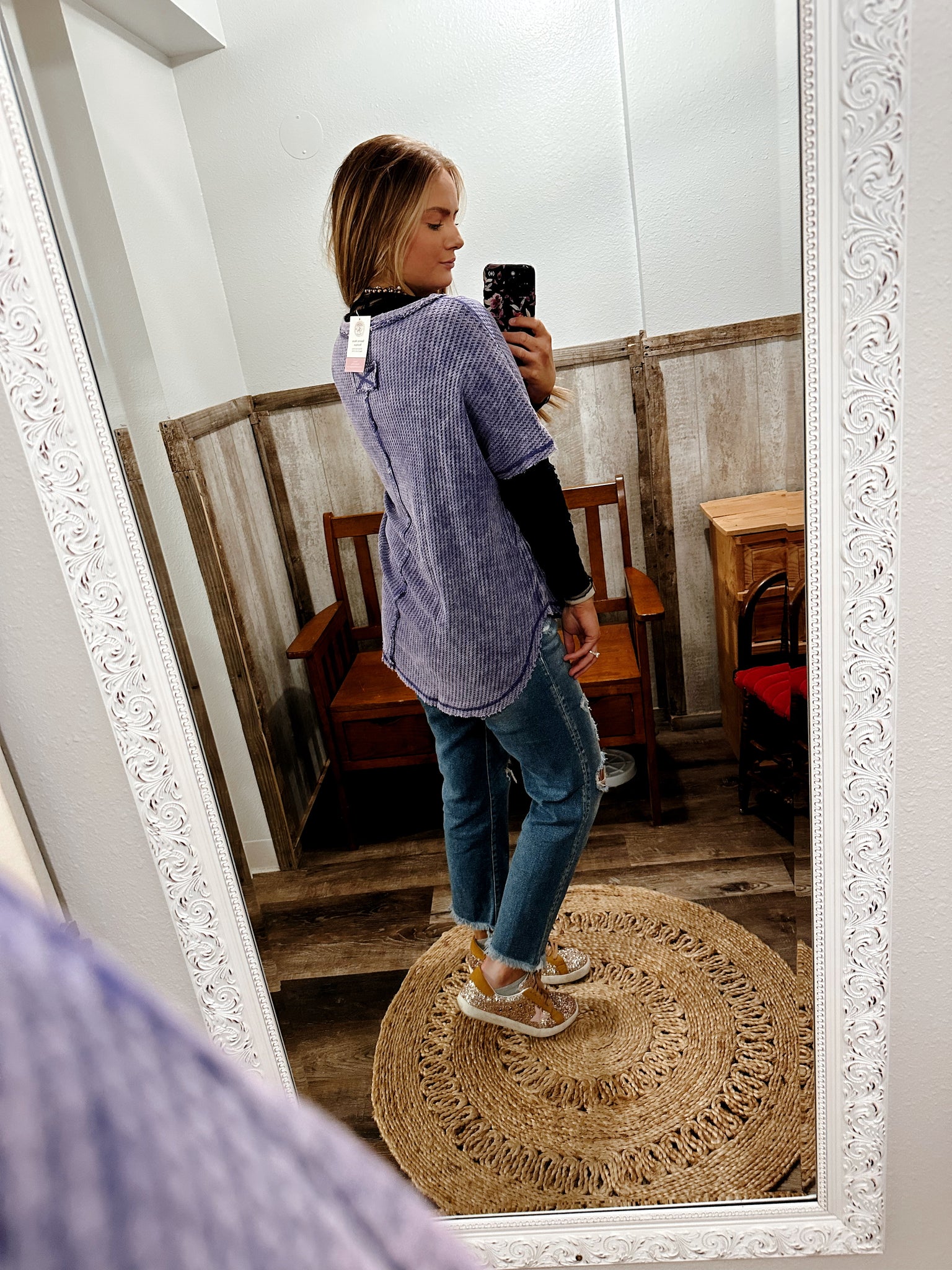 Violet Waffle Knit Top