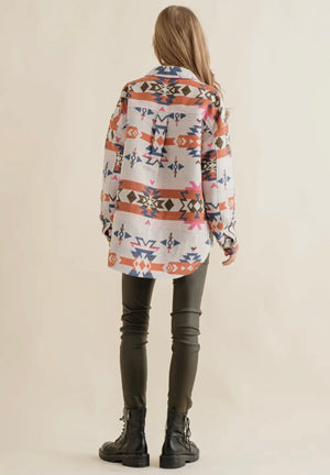 Crossroads Aztec Button Up Shacket