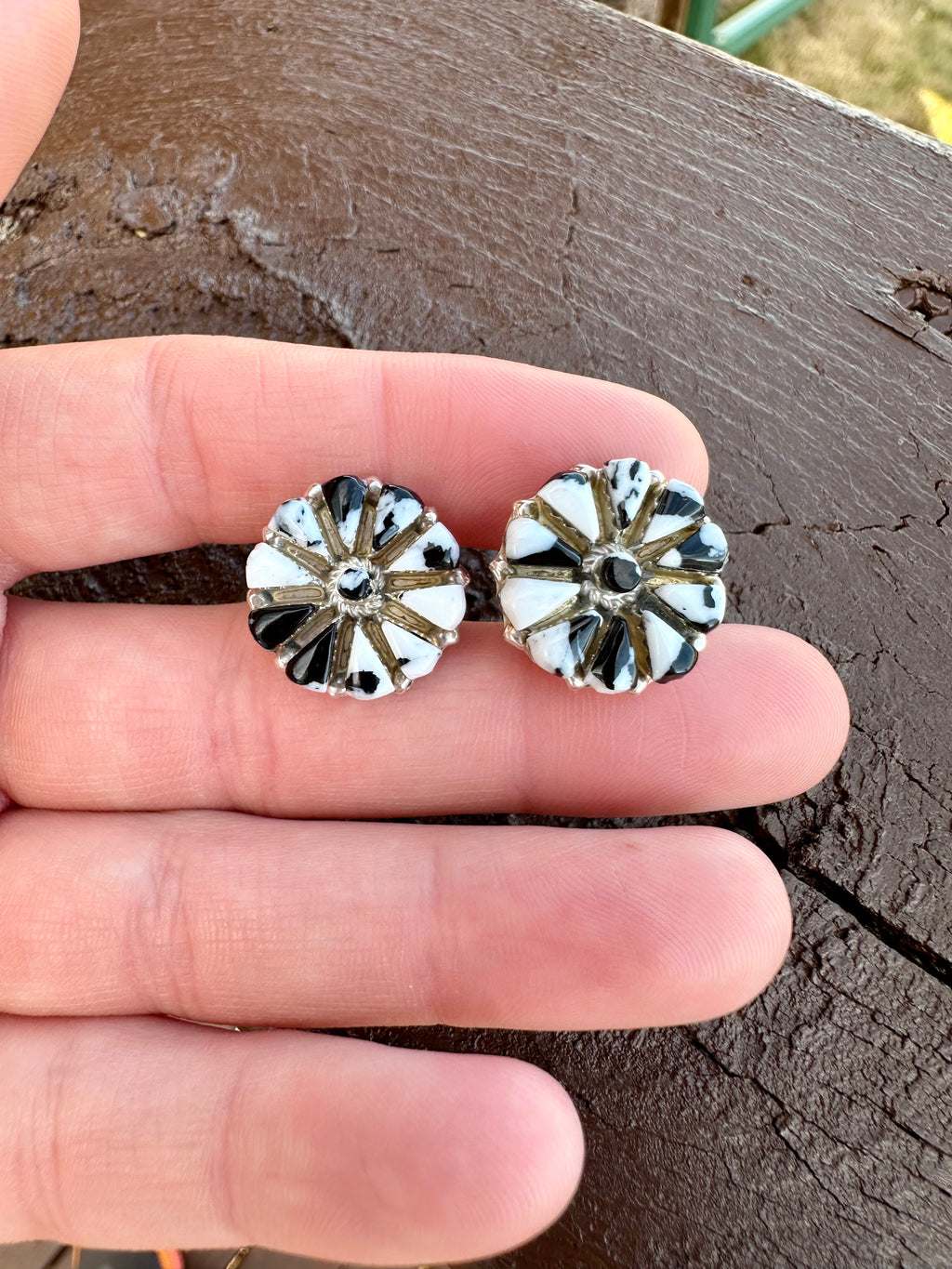 White Buffalo Cluster Stud Earrings