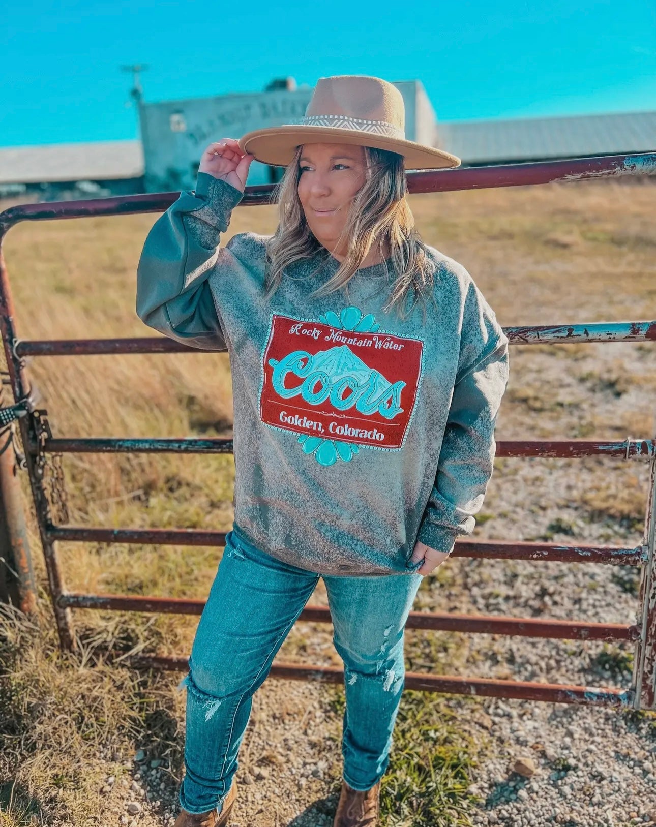 Bleached Coors Rodeo Crewneck