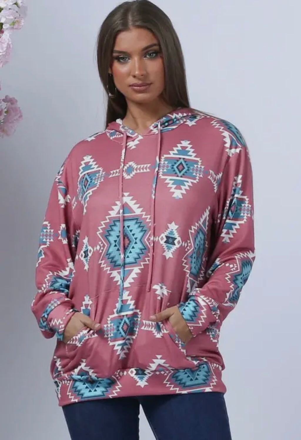 Pink Aztec Print Pullover