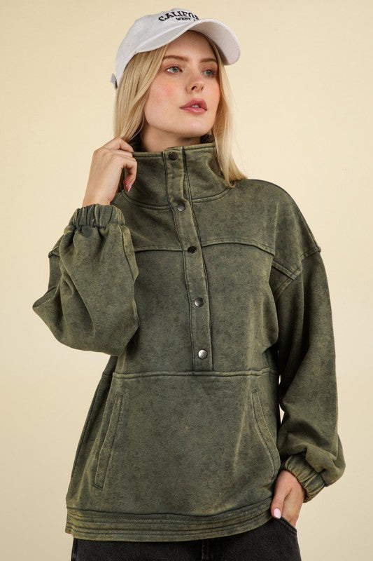 Mineral Washed Pullover (Olive)