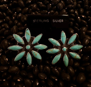 Turquoise & Sterling Silver Sunflower Post Earrings