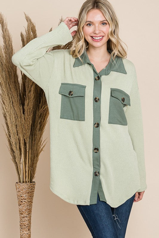 Mint Waffle Knit Shacket