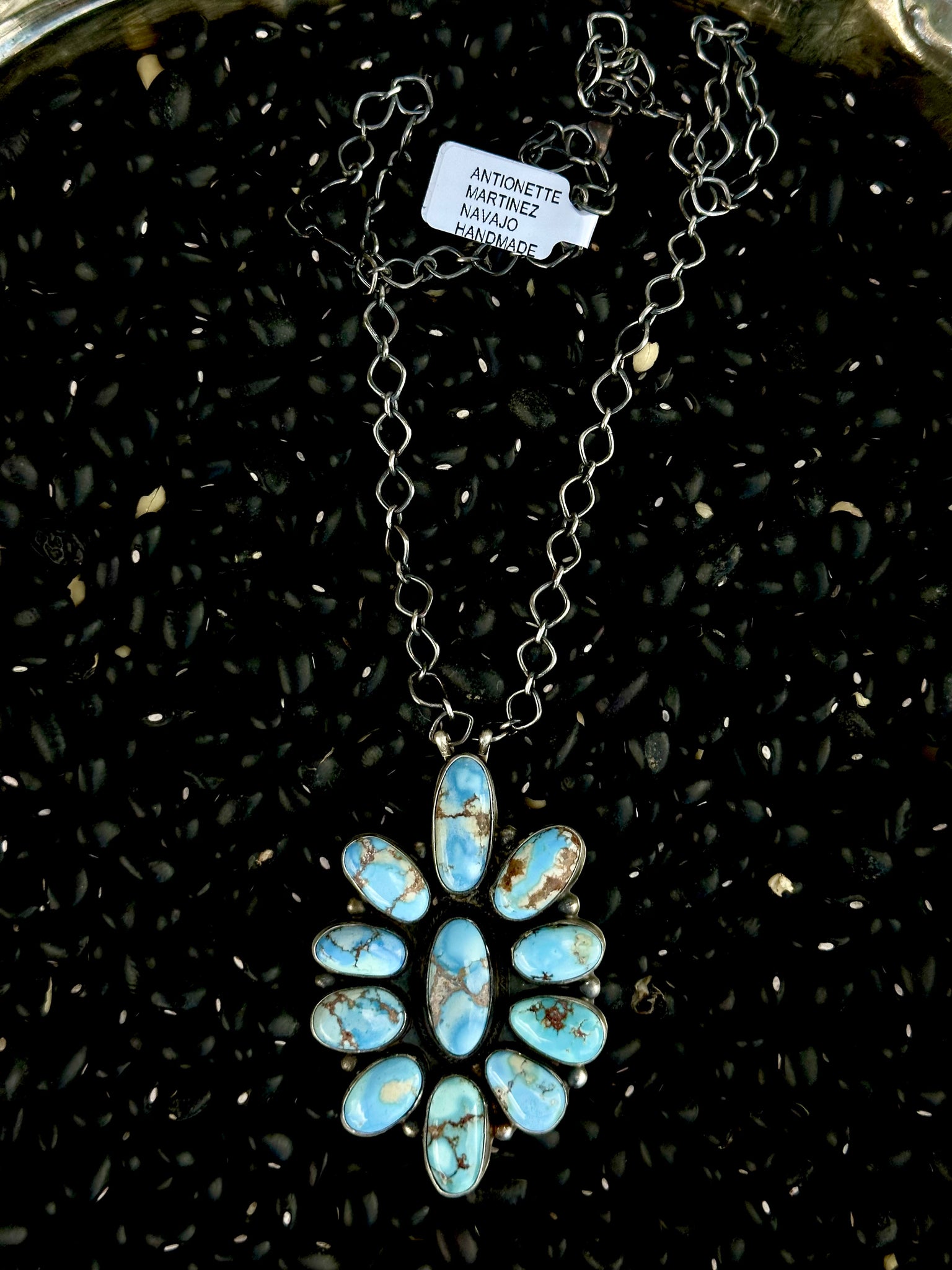 Golden Hills Turquoise & Sterling Silver Cluster Necklace