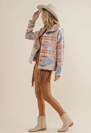 Emmie Multi Aztec Button Up Jacket