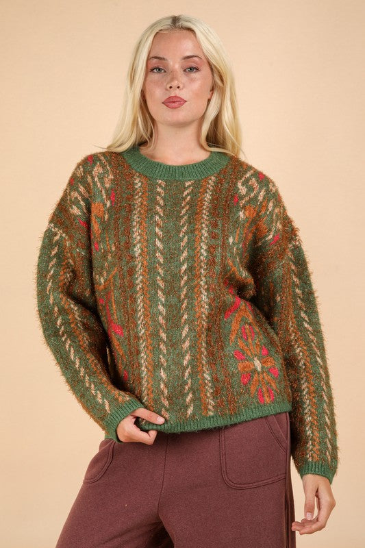 Green Oversize Knit Sweater