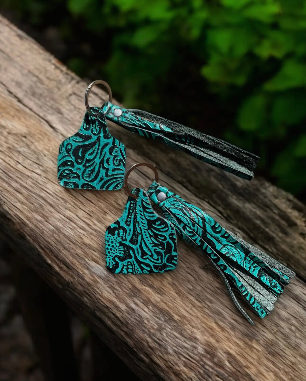 Western Cattle Fringe Leather Keychain