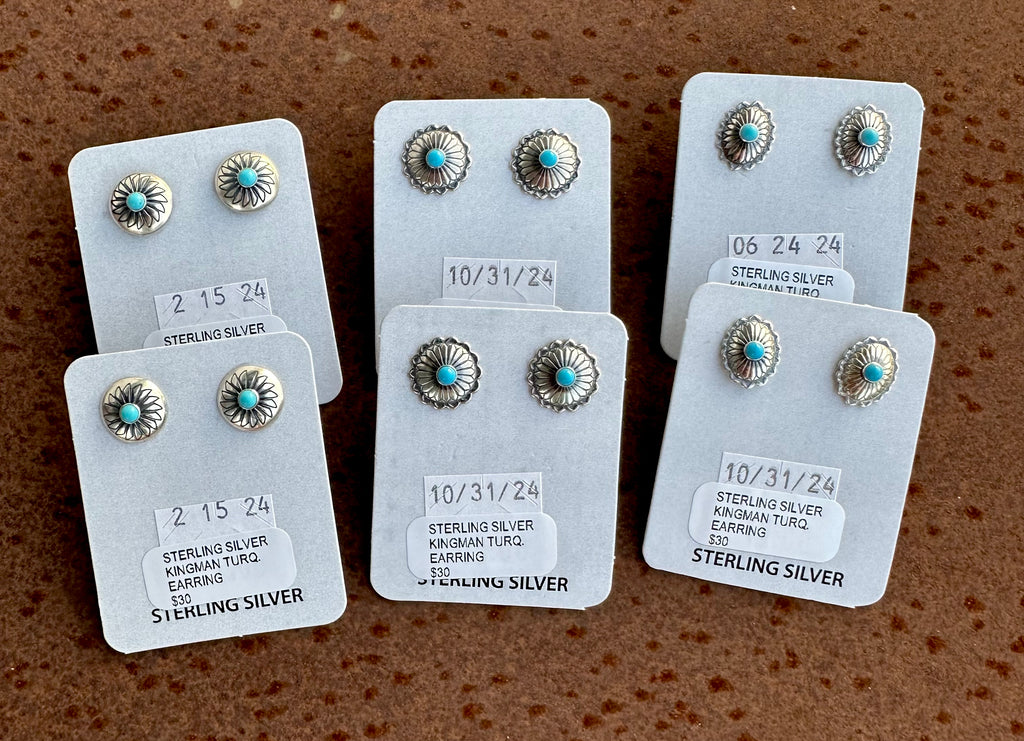 Sterling Silver & Kingman Turquoise Post Earrings
