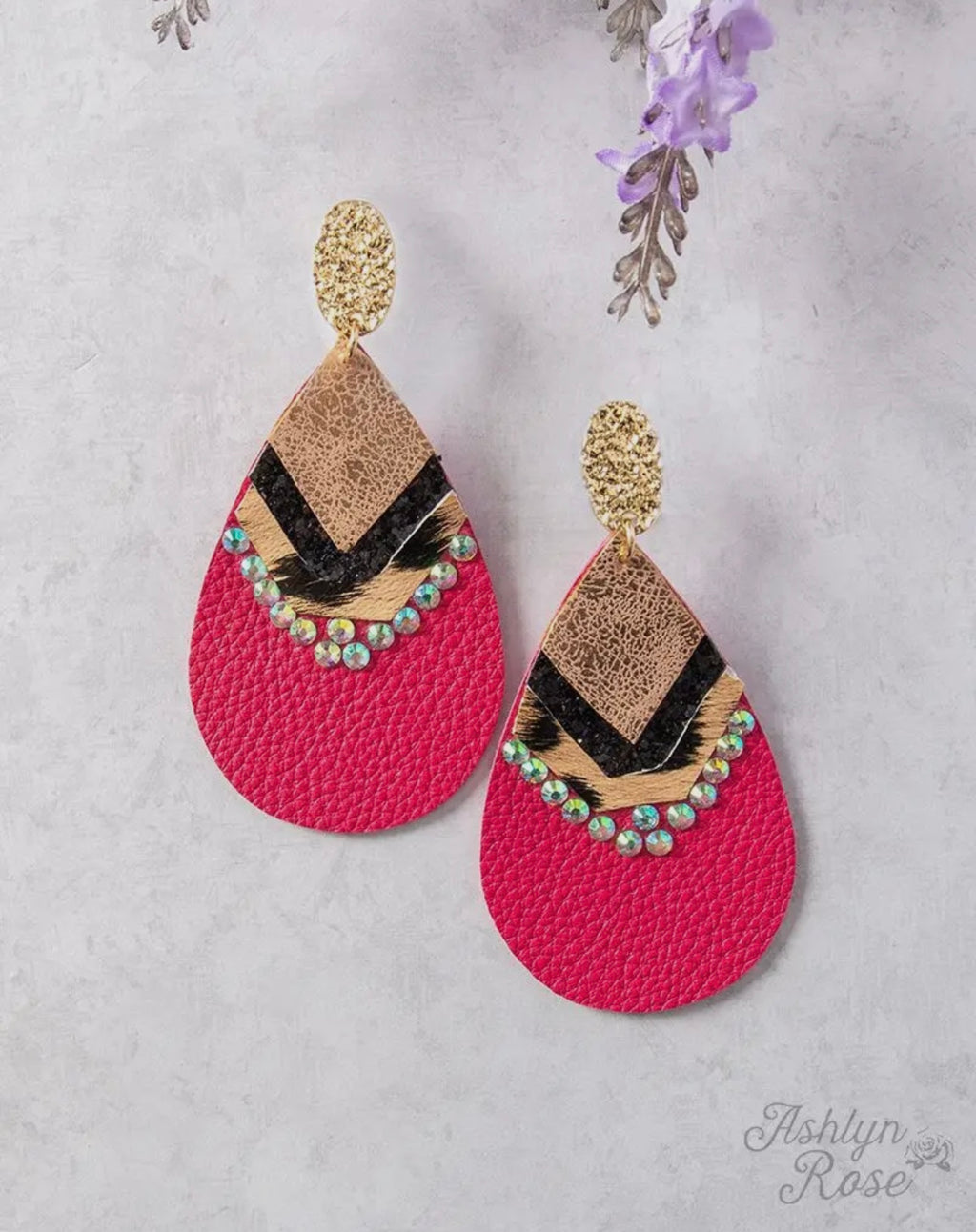 Way You Are Pleather Teardrop Earrings, Fuchsia