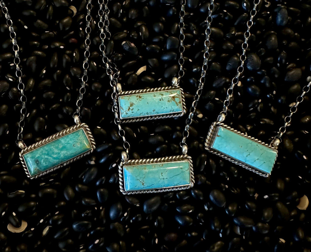 Sterling Silver & Kingman Turquoise Bar Necklace