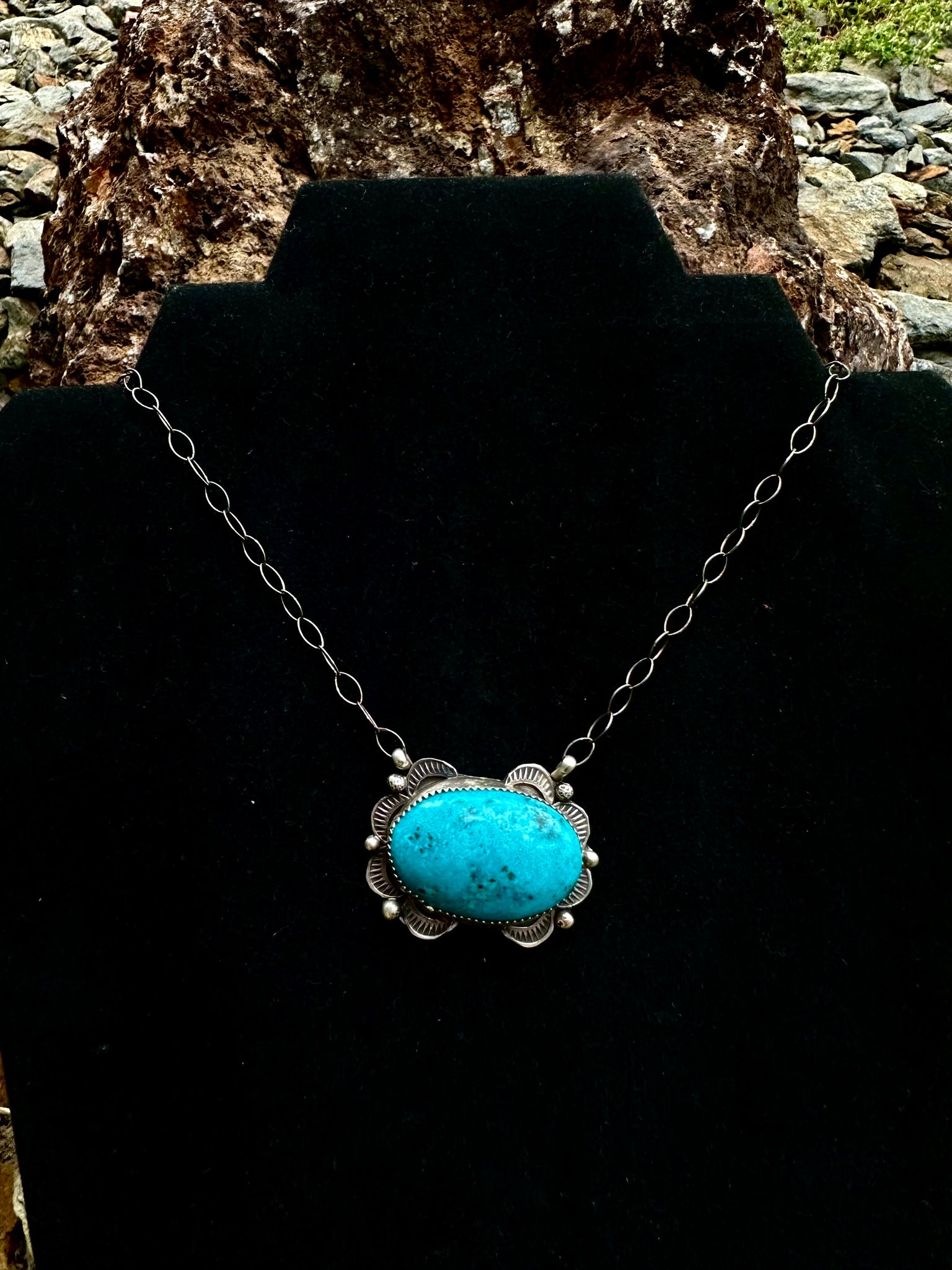 Kingman Turquoise & Sterling Silver Necklace by Tia Long