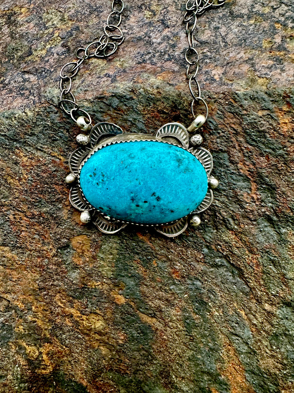Kingman Turquoise & Sterling Silver Necklace by Tia Long