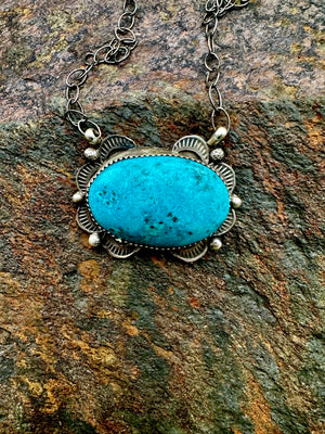 Kingman Turquoise & Sterling Silver Necklace by Tia Long