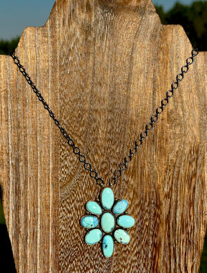 Golden Hills Turquoise & Sterling Silver Cluster Necklace