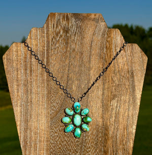 Sonoran Gold Turquoise & Sterling Silver Cluster Necklace