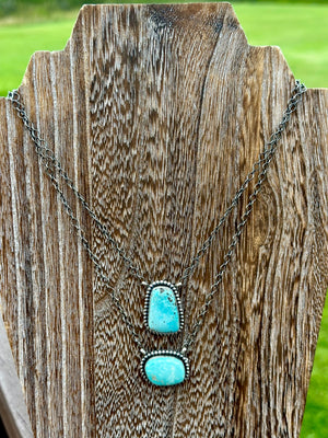 Sterling Silver & Pilot Mountain Turquoise Necklace
