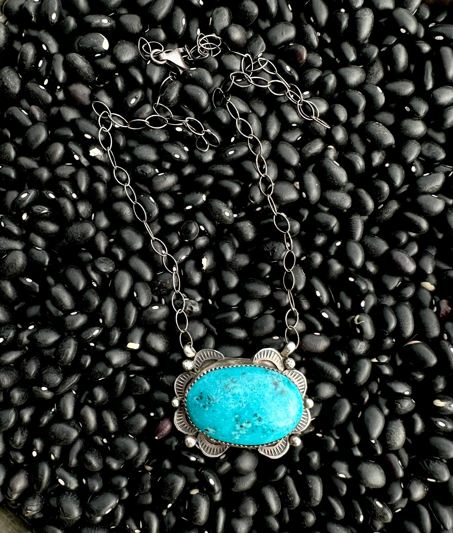 Kingman Turquoise & Sterling Silver Necklace by Tia Long