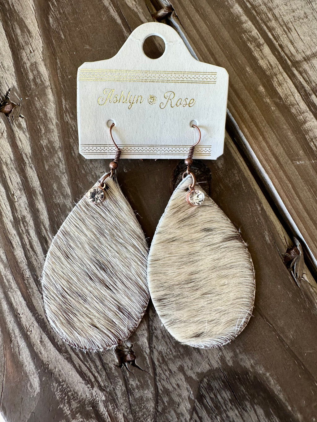 Howdy Darlin' Cream Cowhide Teardrop Earrings