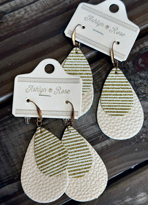 Glitter Stripe Double Teardrop Earrings