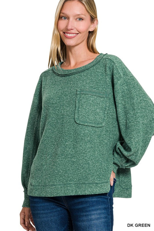 Front Pocket Hi-Low Sweater (Green)