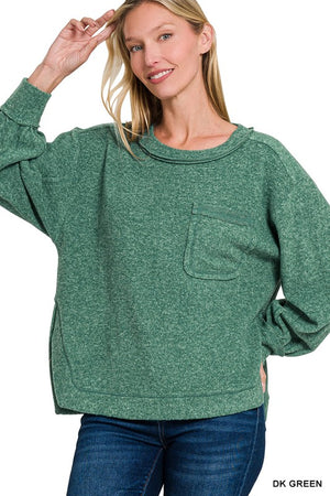 Front Pocket Hi-Low Sweater (Green)