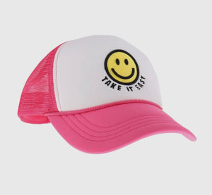 Take It Easy Smiley Face C.C Trucker Ball Cap